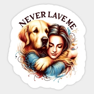 Embrace Between Woman and Dog Sticker